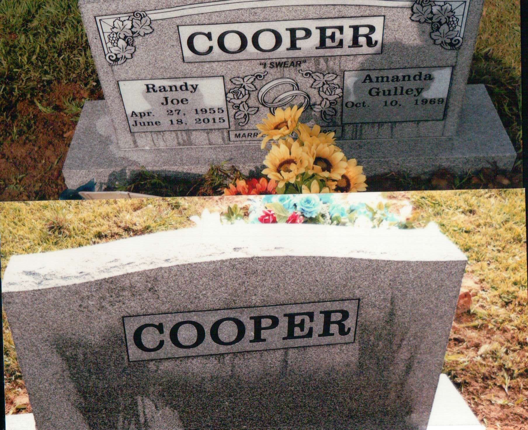 Two grey granite headstones marked 