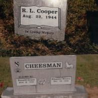 Two gray granite grave markers in a grassy cemetery. One reads 