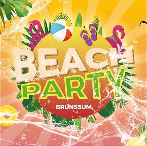 Een advertentie voor een strandfeest in Brunssum