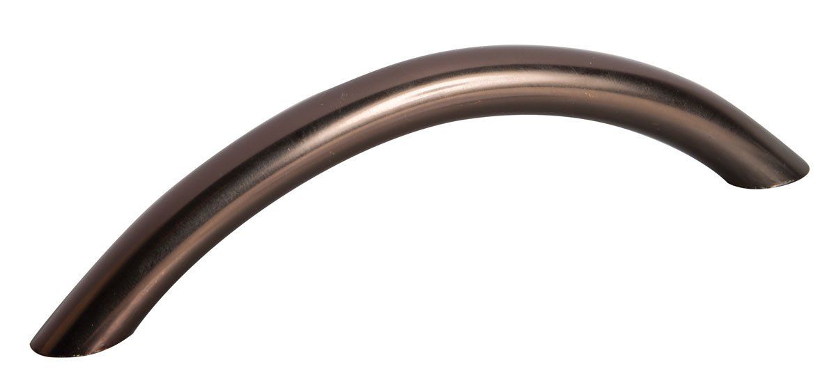 A close up of a brown handle on a white background.