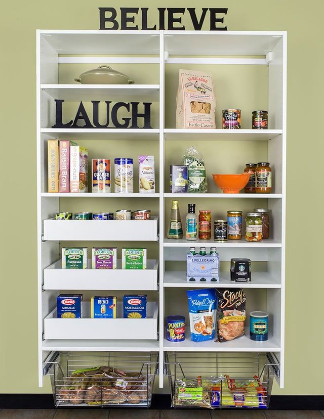 PULL-OUT PANTRY SHELVES WITH SCALLOPED FRONTS