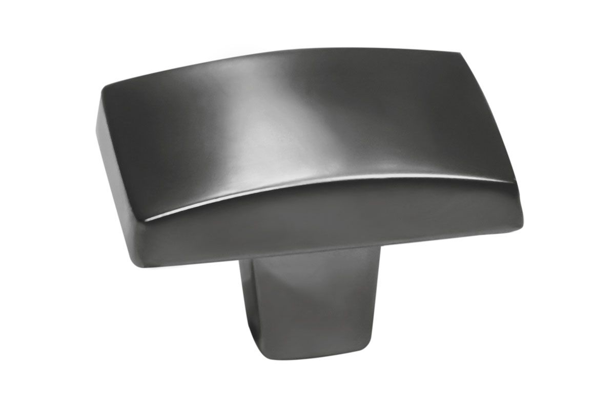 A black square knob on a white background.