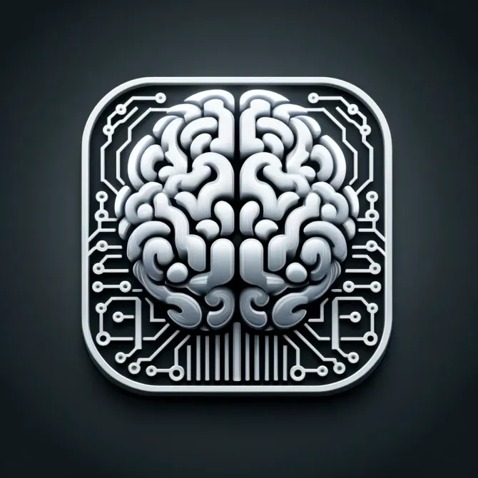 Generative AI rendition of Generative AI. Brain with data chip set neurons.  