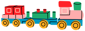 Toy Train. Childhood, children games, preschool activities concept. Hand drawn Vector.