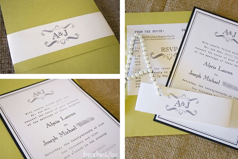 Custom Wedding Invitations by Frenchie & Flea