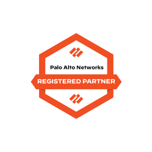A palo alto networks registered partner logo on a white background