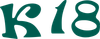 Scritta stilizzata verde &ldquo;K 18&rdquo; su sfondo bianco