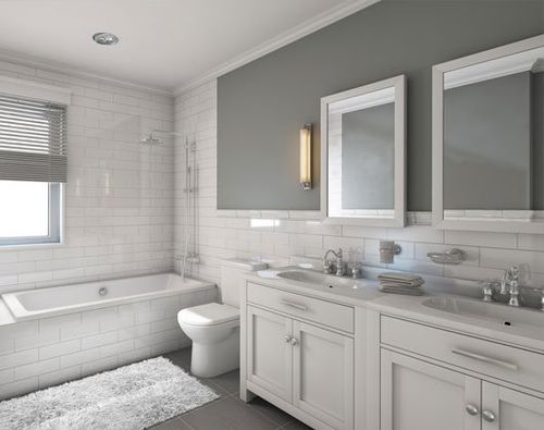 Modern White Bathroom — Bourbonnais, IL — Heartland Cabinetry & More