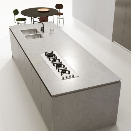 A Kitchen Island With a Stove Top Oven and Two Sinks — Stone Effects In Forest Glen, QLD
