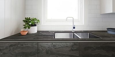A Kitchen With a Sink , Cabinets , and a Window — Stone Effects In Forest Glen, QLD