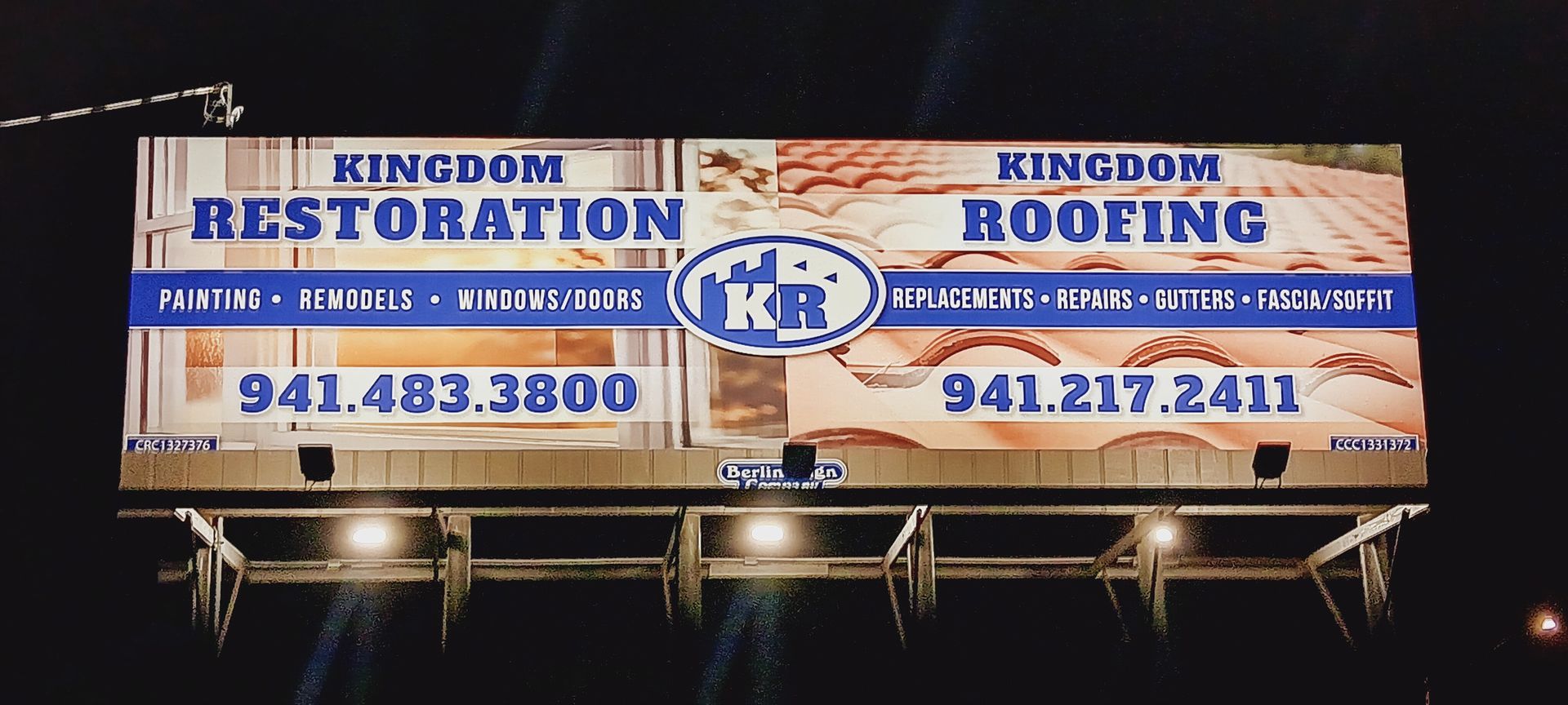 A billboard for kingdom restoration and kingdom roofing