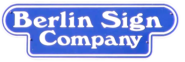 A blue sign that says berlin sign company on it