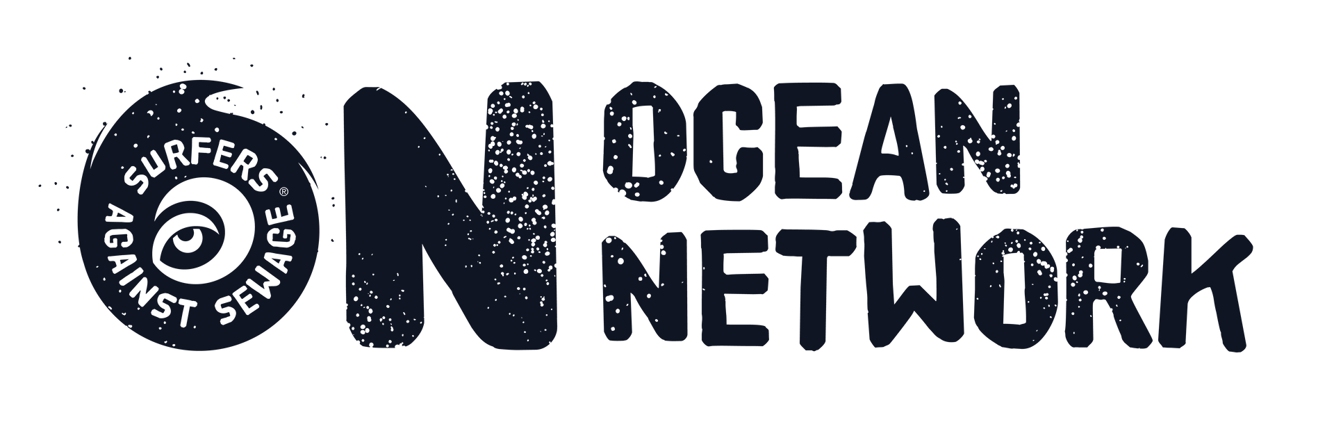 Logo for Ocean Network: black wave and eye,