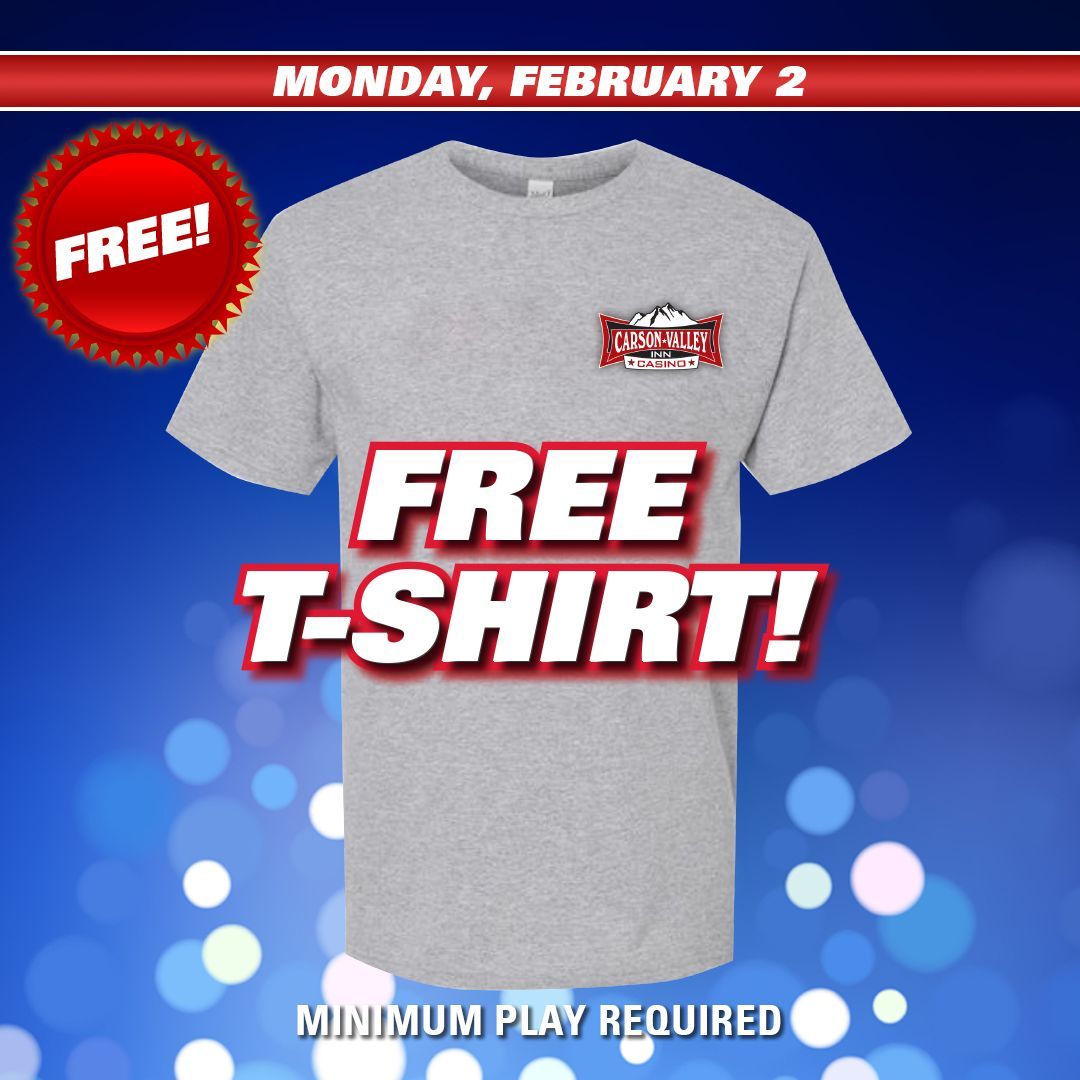 Grey hoodie, promotion offering a free wearable with minimum play on January 26. Text on a blue background.