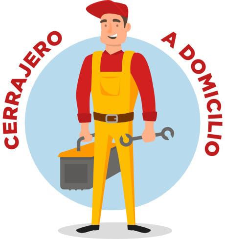 Un hombre con un mono amarillo sostiene una llave inglesa y una caja de herramientas.