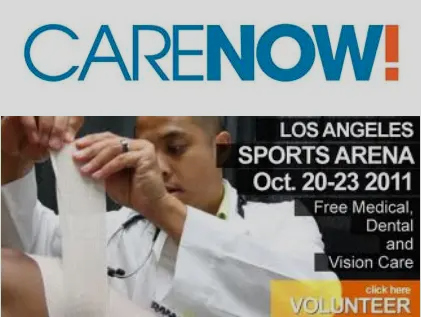 An advertisement for carenow in los angeles sports arena