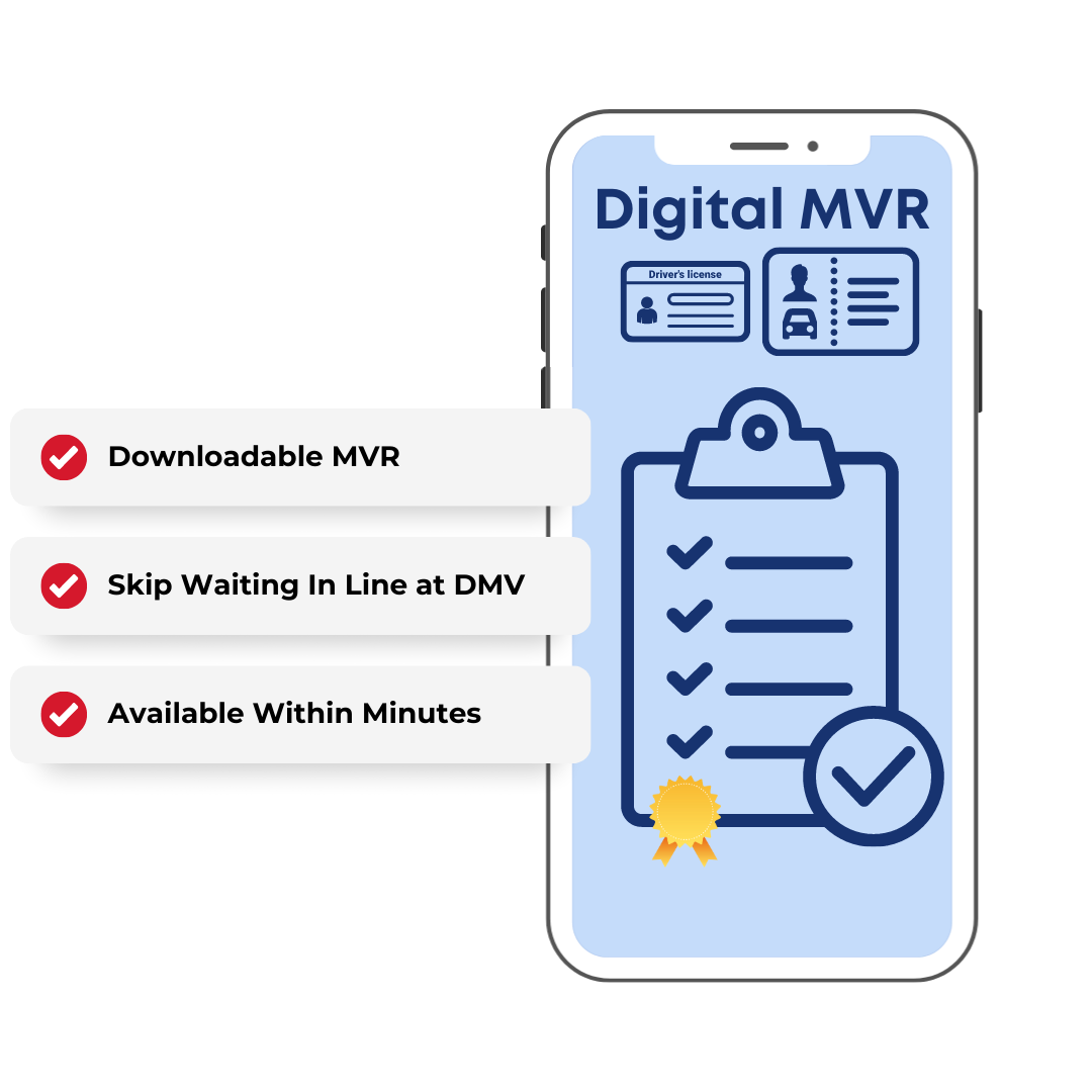 A cell phone with a clipboard and a check mark on it for MVR's promoting all the benefits of CDL ID