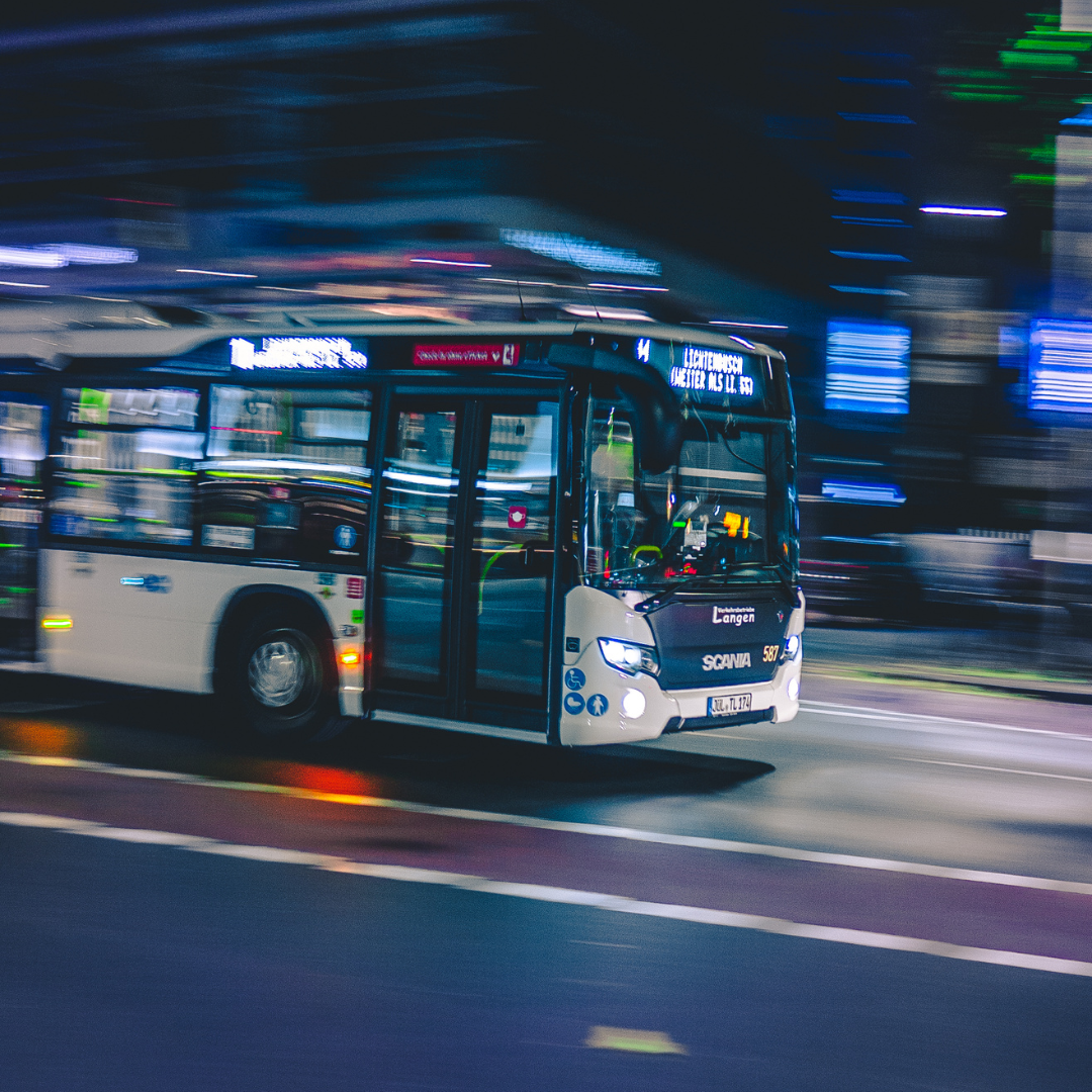 A bus that has the number 90 on it