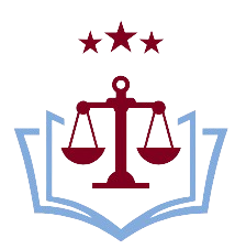 A logo for a law firm with a scale of justice and three stars.