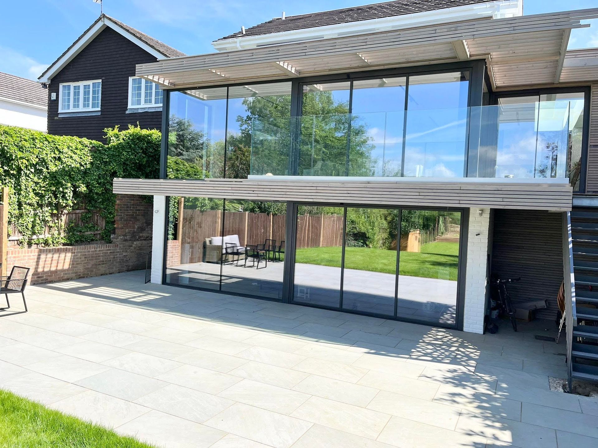 Beautiful new patio installation using porcelain paving completed in St Albans.