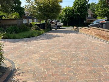 block paving laid near garden area