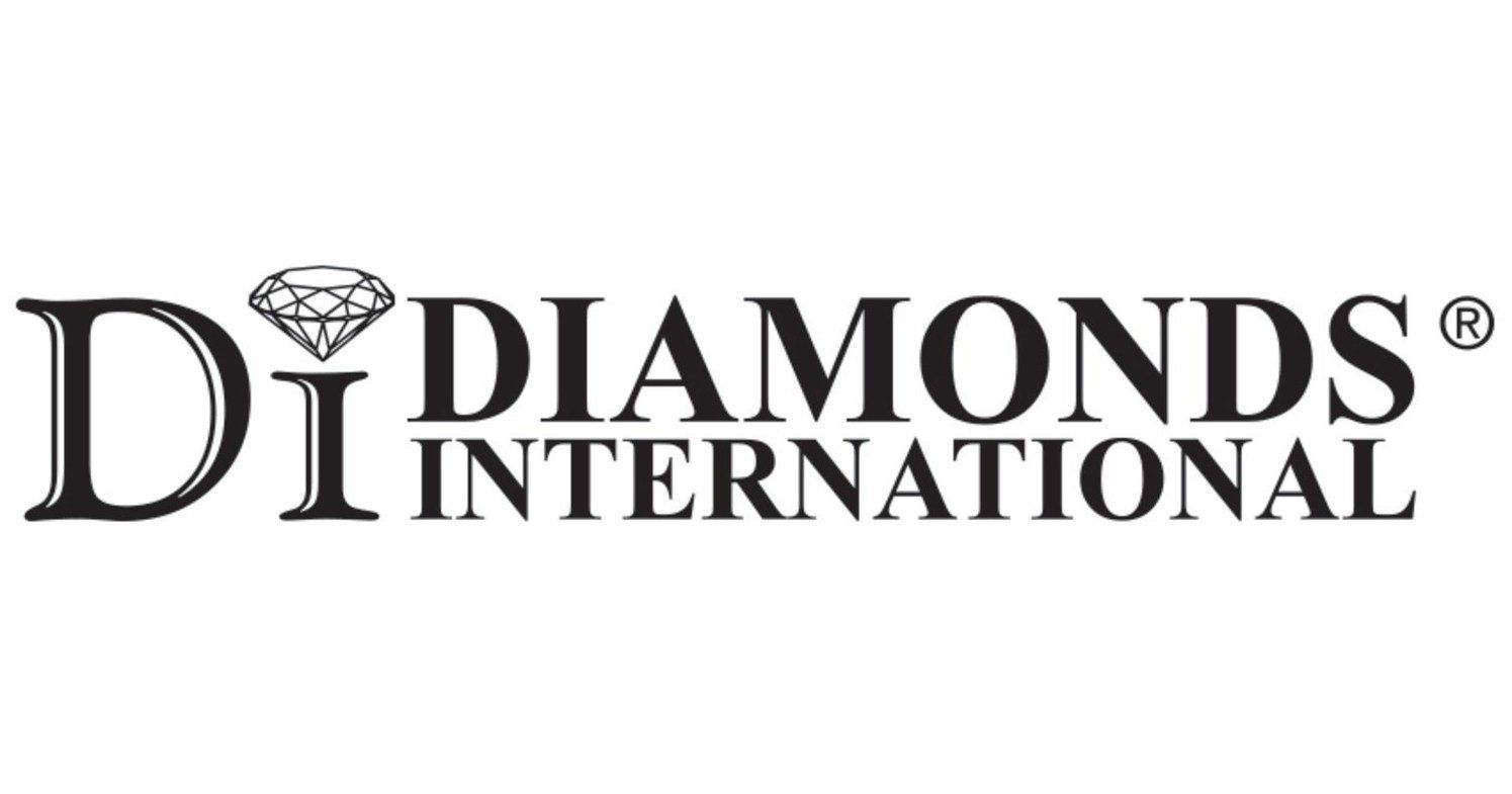 The logo for diamonds international is black and white.