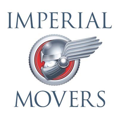 A logo for imperial movers with a helmet and wings