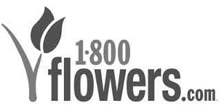 A black and white logo for 1800 flowers.com
