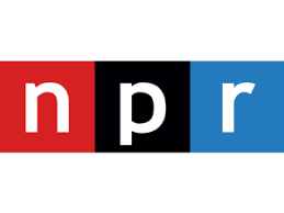 The npr logo is red , black and blue