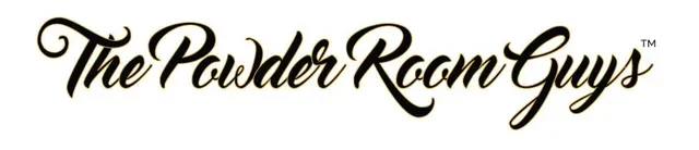 A black and white logo for the powder room guys
