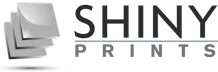 The logo for shiny prints is a stack of papers.