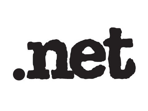 A black and white logo for .net on a white background
