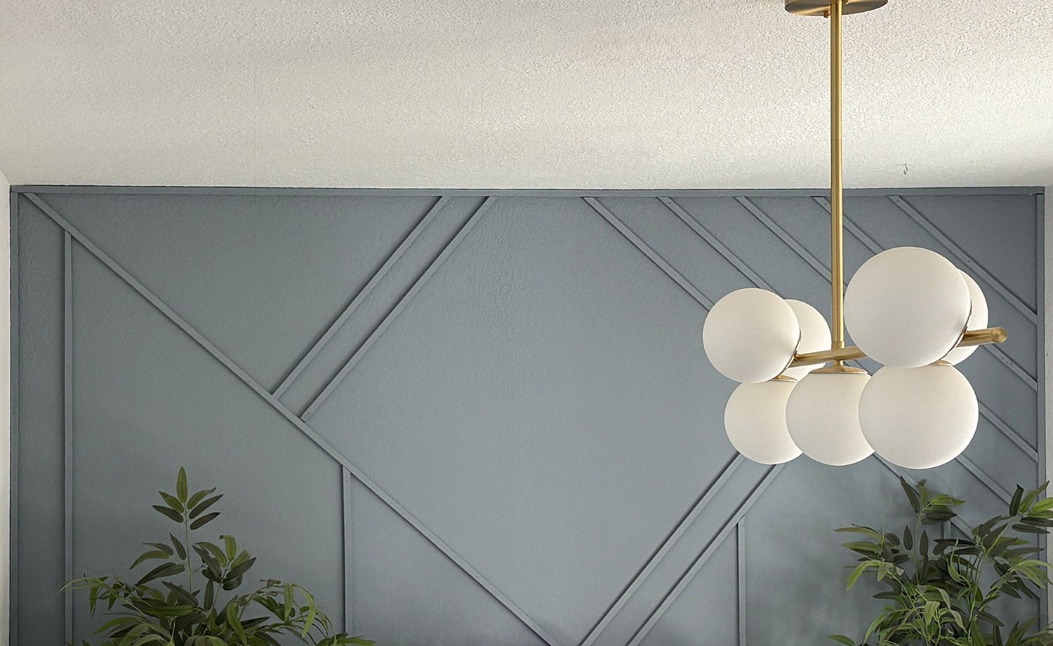 Blue geometric wall design