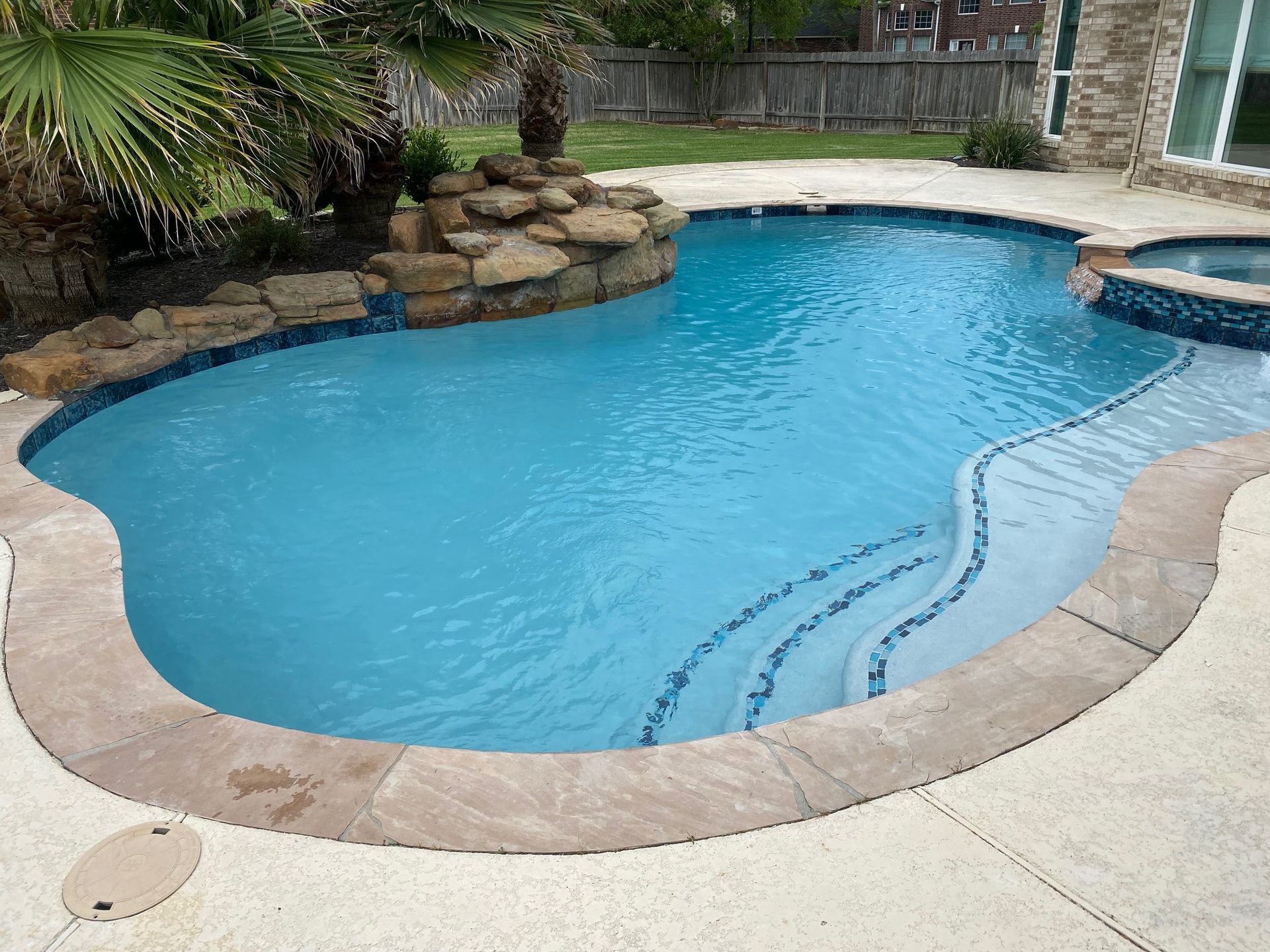 After Beautiful Super Blue Retile Pool — Houston, TX — AAA Pool Plastering
