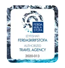 Authorized Day Tour Provider seal, burgundy and white, with logo and 