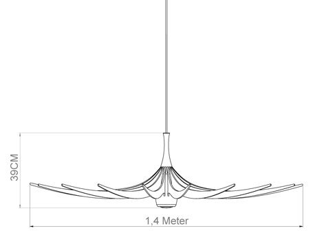 Afmetingen oktopus light 386 x 1400