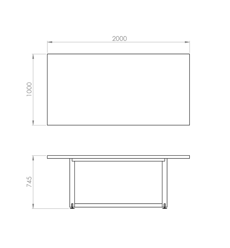 Afmetingen Moderne Vintage Tafel (in mm).