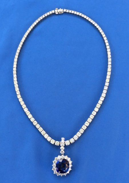 Vintage Silver Necklace With Blue Gem — Vintage Jewelry In Naples, FL