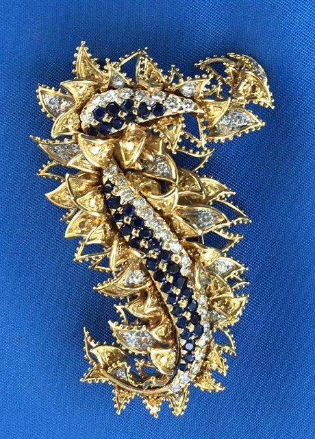 Yellow Gold Seahorse Brooch Set — Vintage Jewelry In Naples, FL
