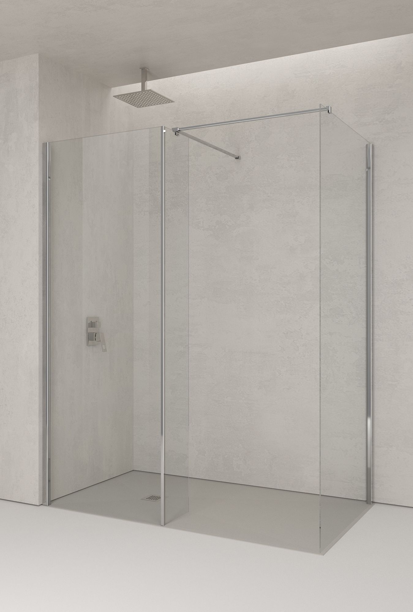 Un bagno con cabina doccia e soffione.