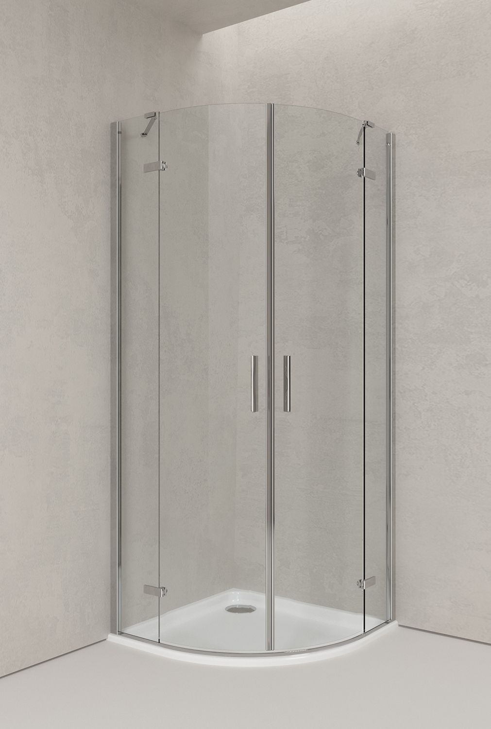 Un bagno con porta doccia curva e vasca da bagno.