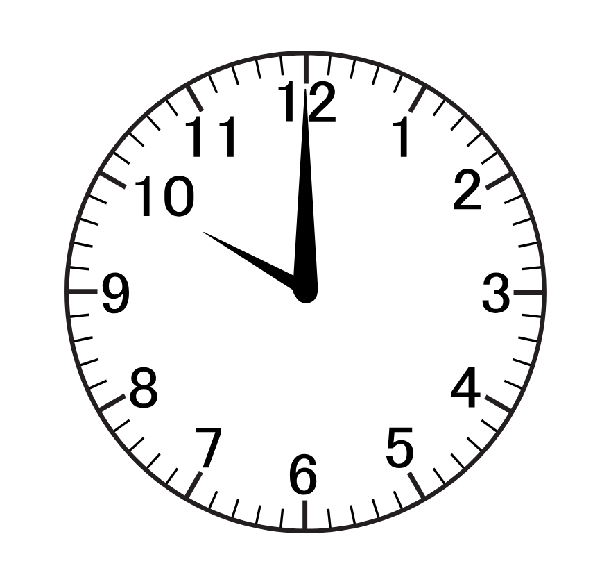 A black and white clock on a white background shows the time as 5:00. Gingerbread