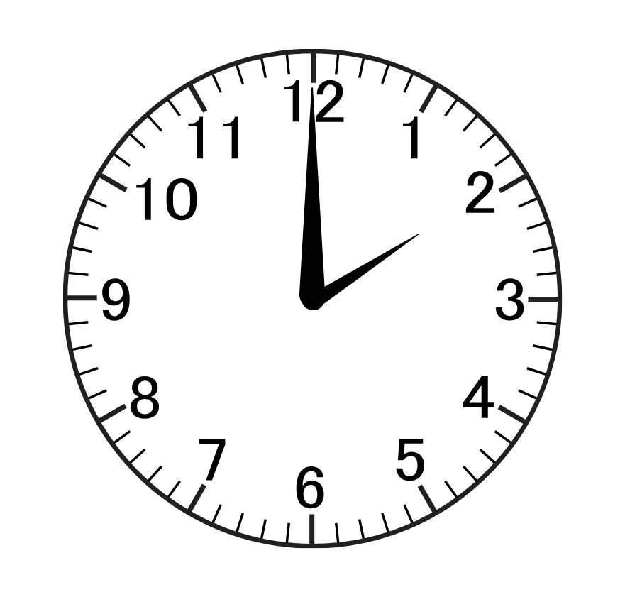 A black and white clock on a white background shows the time as 5:00. Gingerbread