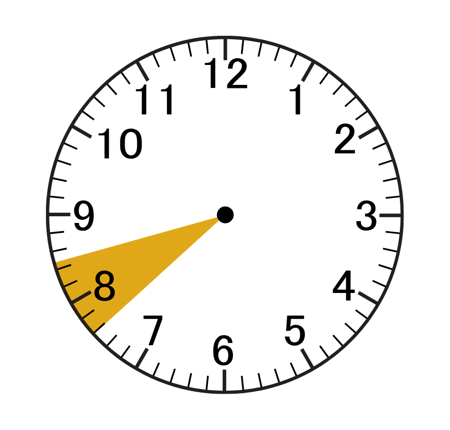 A clock face with a yellow arrow pointing to the number 8 Gingerbread