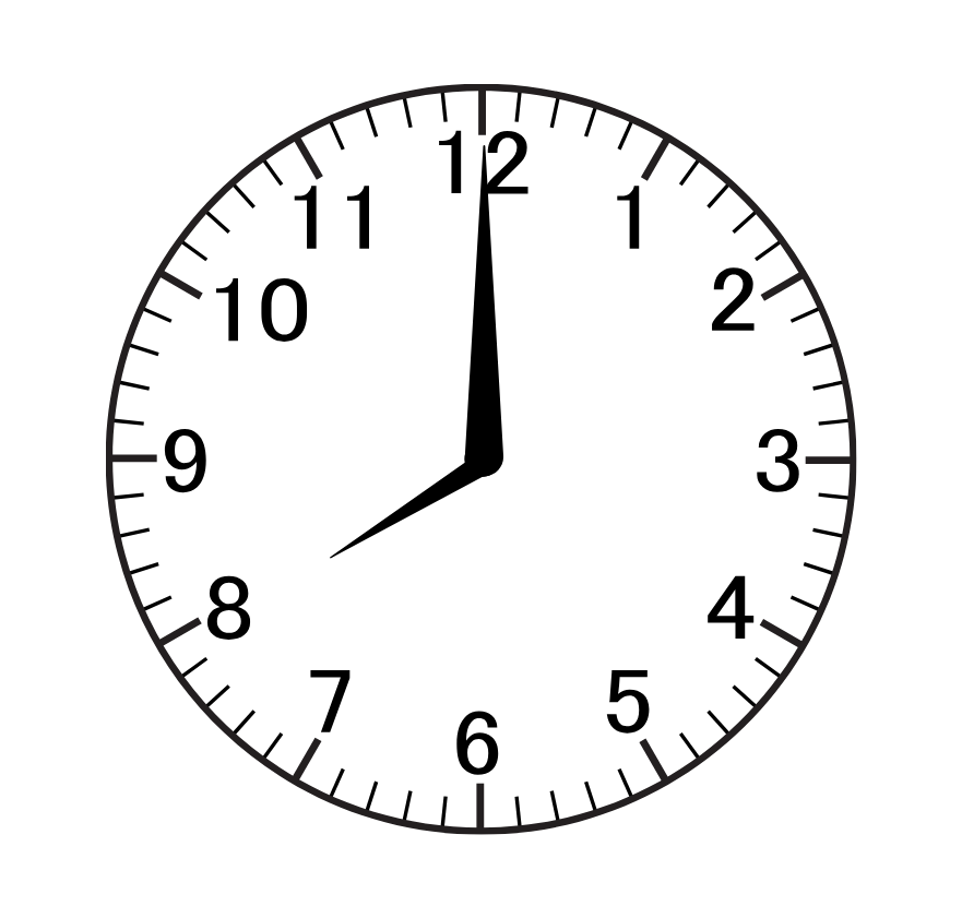 A black and white clock on a white background shows the time as 5:00. Gingerbread