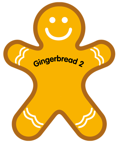 A gingerbread man with the words gingerbread 2 on it