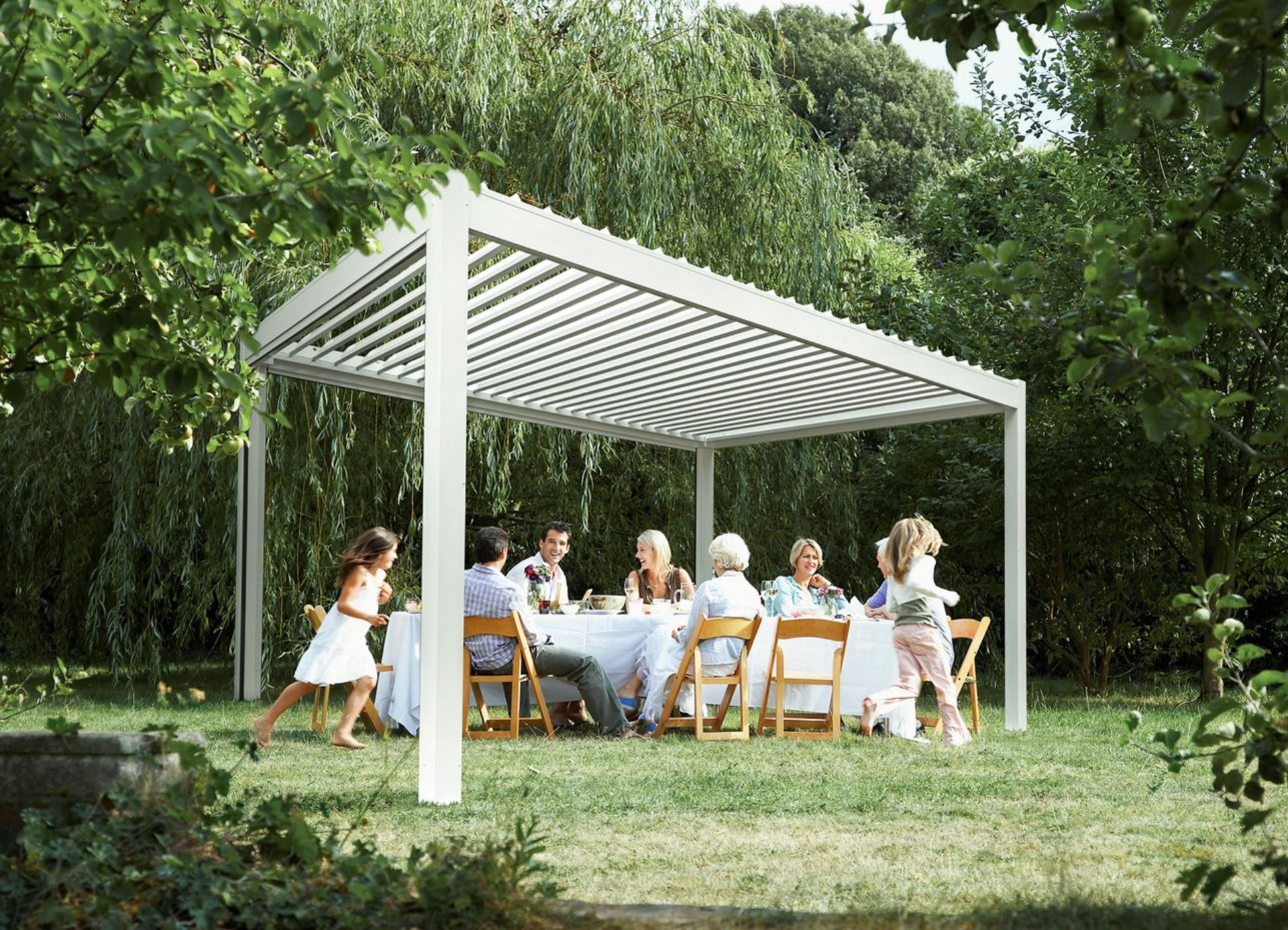 Freestanding Louvre Roof Garden Dining Concept Outdoor Solutions