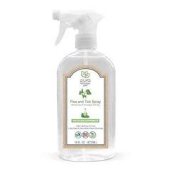 A bottle of flea and tick spray on a white background.