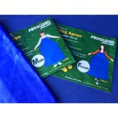 A pair of aprons sitting on top of a blue tarp.