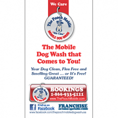 An advertisement for the mobile dog wash that comes to you